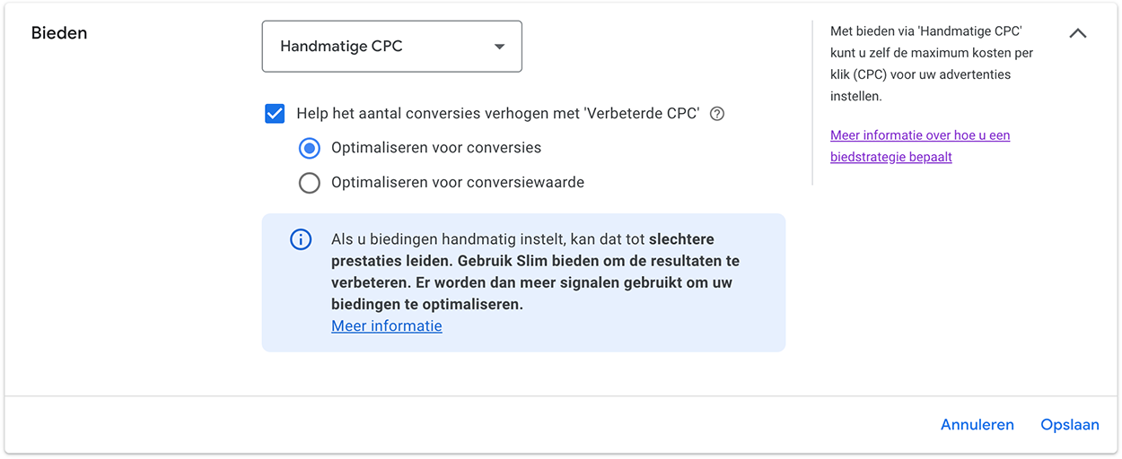 Biedstrategieën Google Ads: Verbeterde CPC