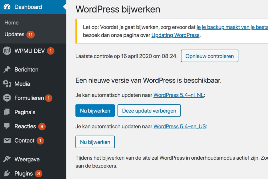 WordPress onderhoud