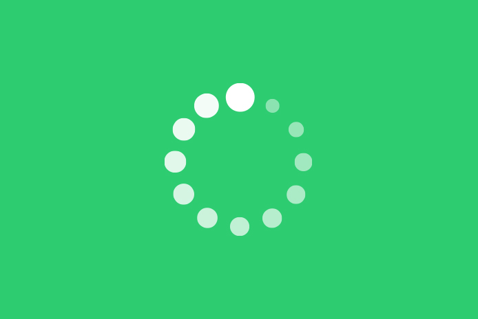 Een groene achtergrond met een wit rond laadpictogram, dat een snellere website-ervaring belooft.