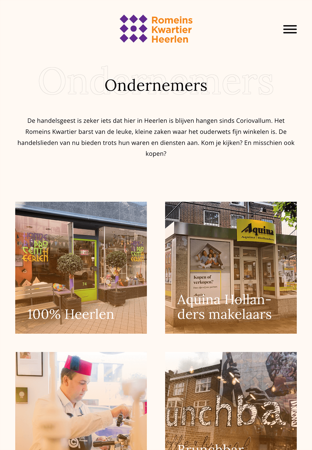 Een informatiepagina met diverse winkels in het Romeins Kwartier in Heerlen, met een heerlijke mix van lokale charme en unieke vondsten.
