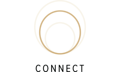Een logo met drie concentrische cirkels in goud en wit, boven het woord ‘CONNECT’ in zwarte tekst, belichaamt de essentie van Presuro.
