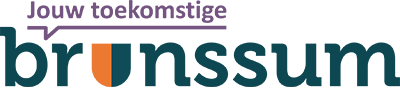 Jouw toekomstige Brunssum-logo met tekst in paars en donkergroen.