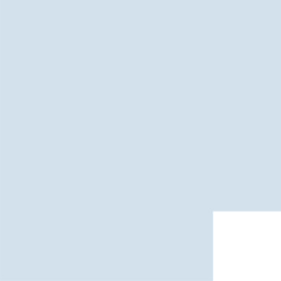 Een lichtblauwe achtergrond met een kleine zwarte rechthoek in de rechteronderhoek, die doet denken aan de minimalistische stijl van De Heer.
