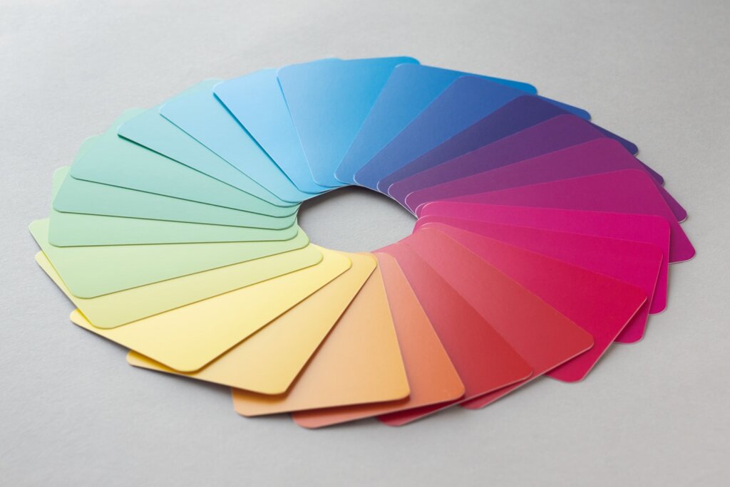 a circle of color swatches on a white surface