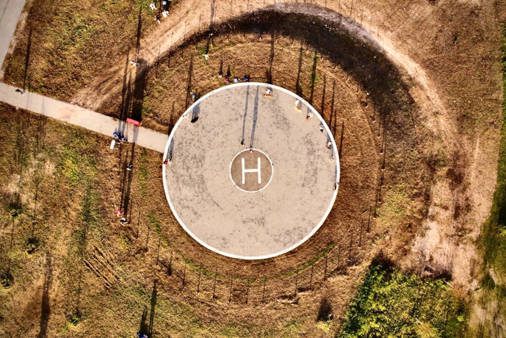 aerial view of round road