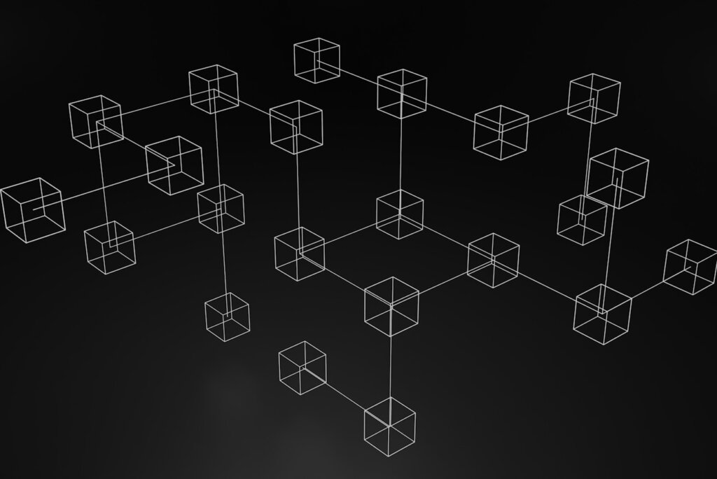 a black and white photo of a bunch of cubes