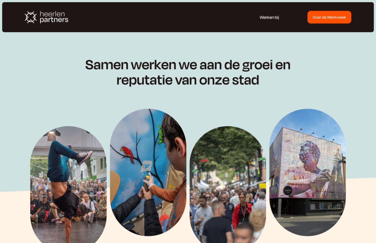 Drie beelden van het stadsleven: een danser, een muurschildering en een menigte voor een kleurrijke muurschildering van een gebouw.